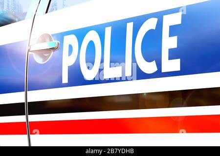 Porte de voiture de police - accident / crime news / Breaking news - France Banque D'Images