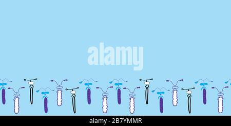 Bordure de vélo simple avec graphiques vectoriels fond bleu clair. Idéal pour les produits en papier, décor maison, papier peint, albums de scrappage. Motif de surface Illustration de Vecteur