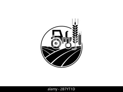 Logo du tracteur ou modèle de logo de la ferme, adapté à toute activité liée aux industries agricoles. Illustration de Vecteur