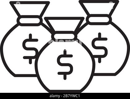 argent dollar sacs ligne style icône Illustration de Vecteur