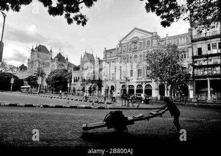 Elphinstone College, Bibliothèque David Sassoon, Édifice de l'armée et de la marine, Esplanade Mansion, Kala Ghoda, fort, Bombay, Mumbai, Maharashtra, Inde, Asie Banque D'Images