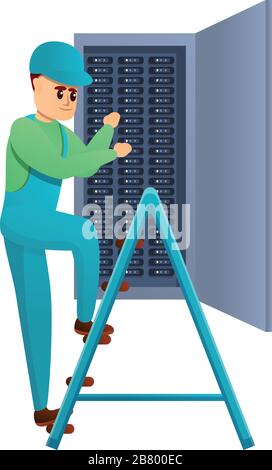 Icône du panneau de tension fixe MAN. Dessin animé du panneau de tension fixe homme icône de vecteur pour la conception de Web isolé sur fond blanc Illustration de Vecteur