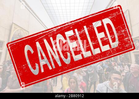 Annulation du contexte de l'exposition - concept d'événements d'annulation en raison de l'éclosion de covid-19. Banque D'Images