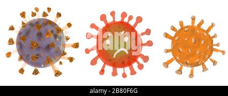 Ensemble de collecte de bactéries pour virus microscopiques du coronavirus . Bactéries de danger malsaines sous une forme différente. Science Laboratoire biologique bactérie Banque D'Images