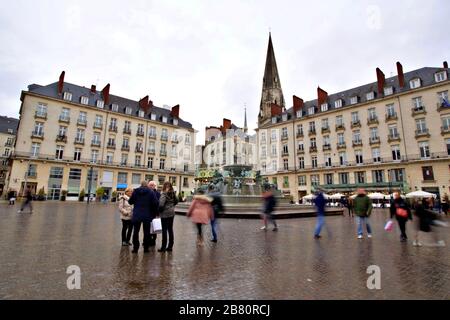 Lundi 16 mars 2020:. Nantes France. La Fontaine sur la place Royal à Nantes - France, Loire-Atlantique Banque D'Images