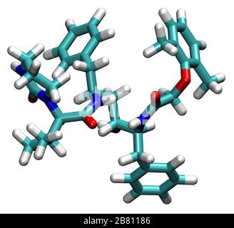 Structure tridimensionnelle de l'antiviral Lopinavir, actif contre le coronavirus COVID-19 et le VIH Banque D'Images