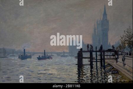 La Tamise sous Westminster, Claude Monet, vers 1871, Banque D'Images
