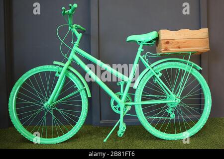 vintage et hipster vélo sarcelle peint pour la décoration de bureau Banque D'Images