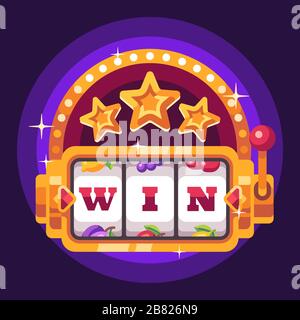 Machine à sous avec le mot GAGNANT et étoiles d'or. Illustration plate du Casino Illustration de Vecteur