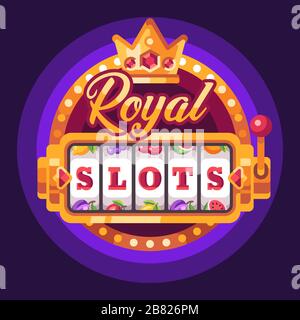 Machine à sous dorée Royal machines à sous. Illustration plate du Casino Illustration de Vecteur