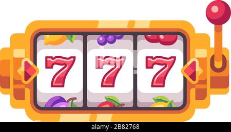 Machine à sous Golden avec 777 symboles. Illustration plate du Casino Illustration de Vecteur