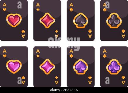 Jeux de cartes de jeu en noir et or avec symboles bijou. Illustration plate de poker Illustration de Vecteur