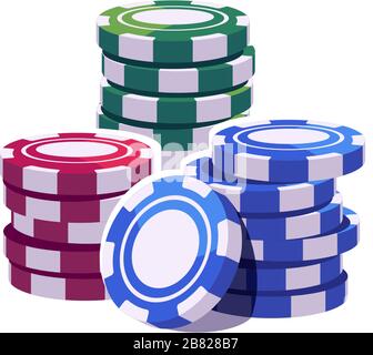 Piles de jetons de poker colorées. Illustration du Casino Illustration de Vecteur