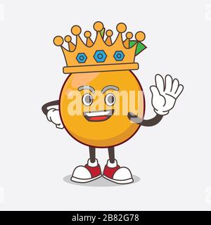 African Mangosteen Caricature mascotte caractère stylisé du roi sur le dessin de mascotte de dessin animé Banque D'Images