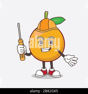 Le personnage de mascotte de dessin animé africain de Mangosteen est un technicien intelligent Banque D'Images