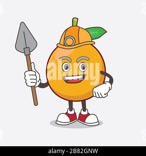Le personnage de mascotte de dessin animé africain de Mangosteen est un mineur cool Banque D'Images