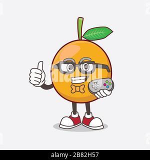 Le personnage de mascotte de dessin animé africain de Mangosteen est un joueur séduisant Banque D'Images