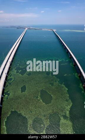 Overseas Highway Et Old Bahia Honda Bridge, Summerland, Florida Keys, États-Unis Banque D'Images