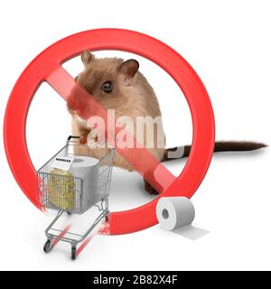 En panique, hamster veut acheter le supermarché vide - illustration tridimensionnelle Banque D'Images