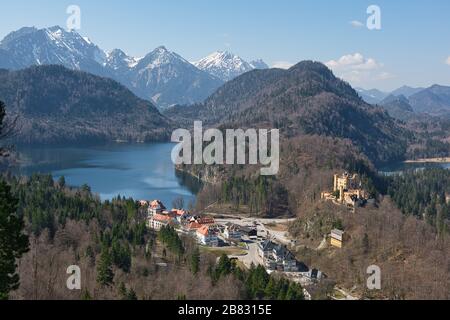 Schloss Hohenschwangau , Château, Ludwig XIV, Bayern, Bavière, Allgäu, Allgaeu, Füssen, Fuessen, Königschloss, Koenigsschloss, Alpsee, Banque D'Images