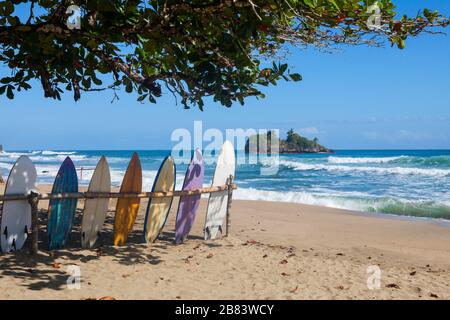 Costa Rica plage Cocles les plus spectaculaires qui peuvent être trouvés près de Puerto Viejo - destination populaire pour les surfeurs,la population locale et touristique Banque D'Images