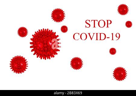 Inscription 'TOP COVID-19' sur fond blanc. Organisation mondiale de la santé QUI a introduit un nouveau nom officiel pour la maladie de Coronavirus nommé COVID-19, da Banque D'Images