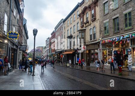 Québec, Canada le 3 septembre 2018 : de belles rues après de fortes pluies à Québec, Québec, QC Canada Banque D'Images