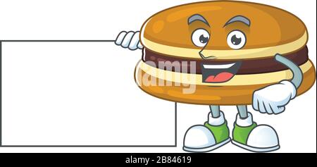 Drôle dorayaki dessin animé Thumbs avec un tableau blanc Illustration de Vecteur