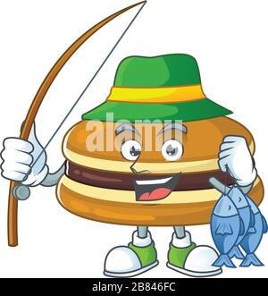 Style de personnage de dessin animé de drôle de pêche dorayaki Illustration de Vecteur