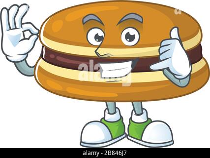 Appelez-moi drôle geste dorayaki mascotte dessin animé Illustration de Vecteur