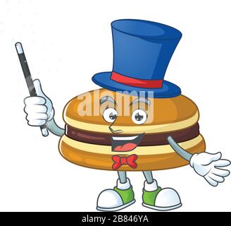 Charmant spectacle de dessin animé de dorayaki comme style magicien Illustration de Vecteur