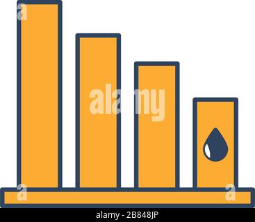 barres de statistiques avec icône de style de remplissage de goutte d'huile Illustration de Vecteur