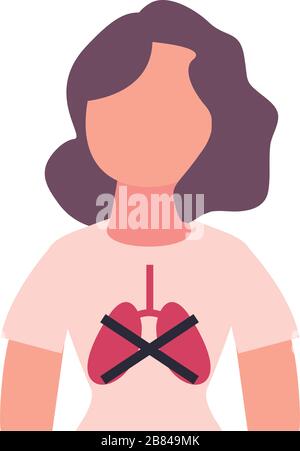 femme avec des poumons malades icône sur fond blanc, icône de style plat, illustration vectorielle Illustration de Vecteur