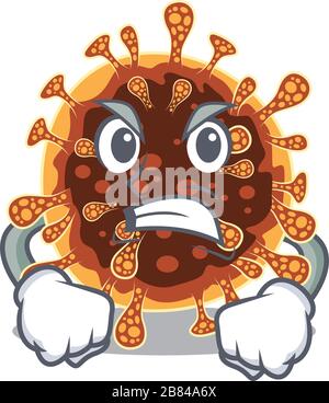 Motif personnage de dessin animé de coronavirus gamma avec visage en colère Illustration de Vecteur