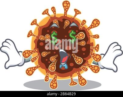 Riche coronavirus gamma avec argent oeil mascotte style de caractère Illustration de Vecteur