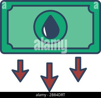 icône de style de remplissage avec liste déroulante d'huile et flèches vers le bas Illustration de Vecteur