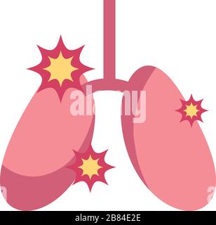 icône poumons malades sur fond blanc, icône de style plat, illustration vectorielle Illustration de Vecteur