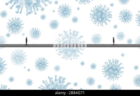 Le contrôle social des maladies de distanciation et la limitation du contact avec les personnes pour éviter l'infection du virus de la grippe pour limiter le nouveau coronavirus ou covid-19. Banque D'Images