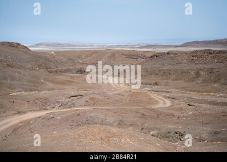 Afrique, Djibouti, sentier du lac Abbe menant au lac Abbe Banque D'Images