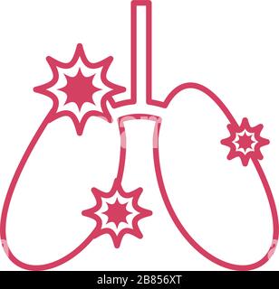 icône poumons malades sur fond blanc, icône de style de ligne, illustration vectorielle Illustration de Vecteur