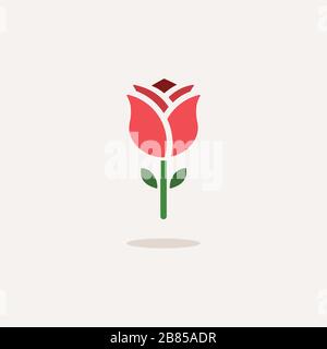 Rose. Icône de couleur avec ombre. Illustration vectorielle de glyphe de fleur Illustration de Vecteur