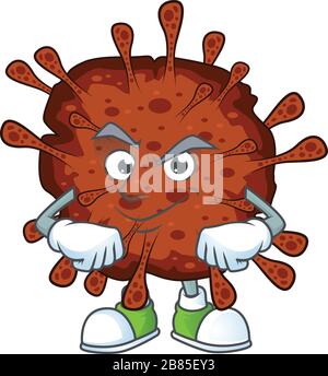 Une icône de l'infection coronavirus mascotte design avec un geste confiant Illustration de Vecteur