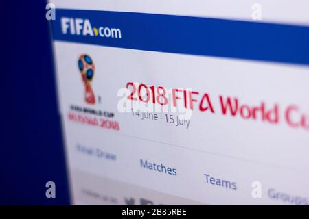 Ryazan, Russie - 01 mars 2018 - Page officielle de 2018 coupe du monde de la FIFA Russie à l'exposition de PC Banque D'Images