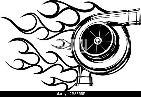 logo pour turbo avec vecteur de feu Illustration de Vecteur