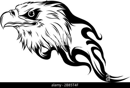 Tête aigle en style contour. Illustration vectorielle Illustration de Vecteur