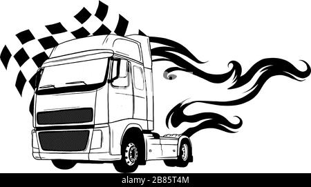 Vector Cartoon Semi Truck. vector illustration design Illustration de Vecteur