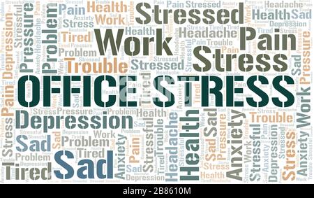 Cloud Word Office stress. Wordcloud fait avec du texte seulement. Illustration de Vecteur