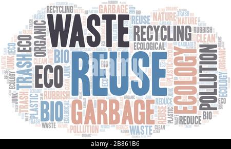 Réutiliser le nuage de mots. Wordcloud fait avec du texte seulement. Illustration de Vecteur