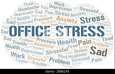 Cloud Word Office stress. Wordcloud fait avec du texte seulement. Illustration de Vecteur