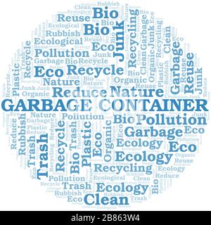 Nuage de mots du conteneur de déchets. Wordcloud fait avec du texte seulement. Illustration de Vecteur